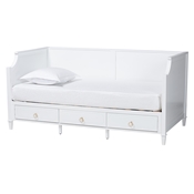 Baxton Studio Lowri Classic and Traditional White Finished Wood Twin Size 3-Drawer Daybed